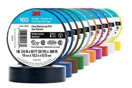 Imagen 1 de 1 de Cinta Aislante Eléctrica 3m Scotch 165 De Colores