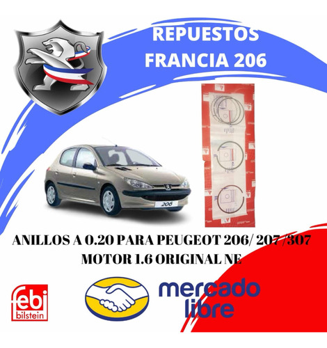 Anillos A 0,20 Para Peugeot 206/207/motor 1.6 Originales Ne