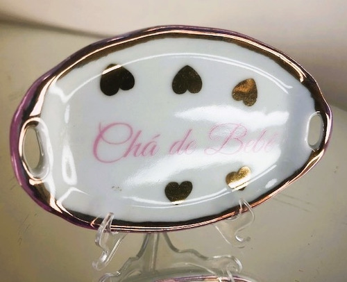 Imagem 3 de 3 de Kit 4 Bandejinha Porcelana Porta Anel Chá De Bebe