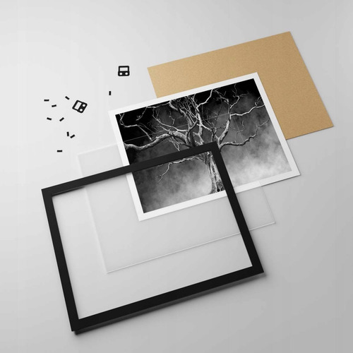Marco De Poliuretano Con Poster Mariposa Diente León 45x70cm Colores Blanco