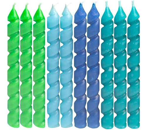 Velas Cumpleaños En Espiral 3 Pulgadas Azul Y Verde 10 Unida