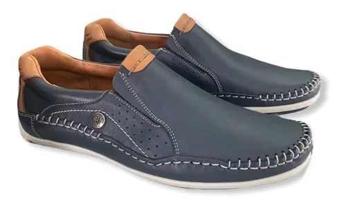 Zapatos Nauticos Hombre Ringo Bilgax Cuero Cosidos Azul