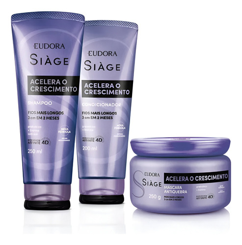 Kit Siàge Acelera Crescimento Shampoo Condicionador Máscara