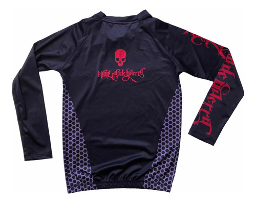 Playera Rashguard Lycra Mmachines® Mqns Red Logo Back Skull