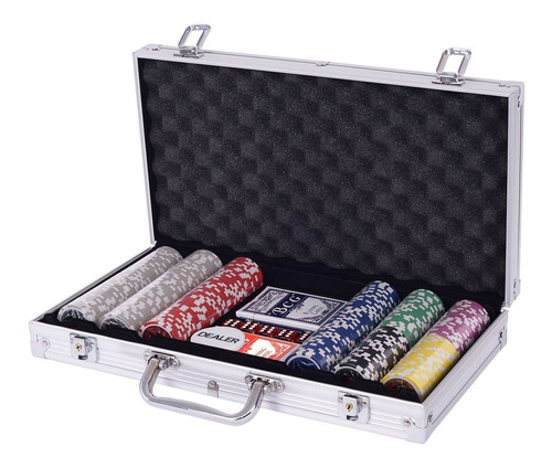 Poker Chip Set 300 Fichas De Dados Texas Hold'em Cards Con C