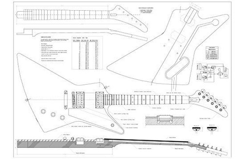 Caja Sólida De Guitarra E Planos De Guitarra Gibson Explorer