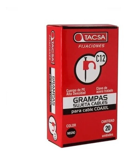 Grampas N°12 Tacsa Para Cable Coaxil Caja X 20 Uds Negro