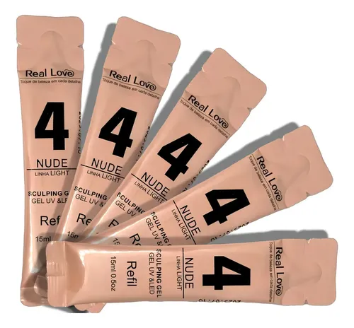 Kit 5 Sachês Gel Unhas Nude Uv/Led 15ml Real Love Light 4 Nude - foto 1