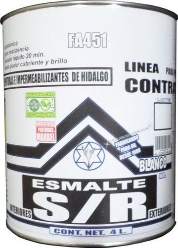 Pintura Esmalte Secado Rapido Contratista Blanco 4 Lts