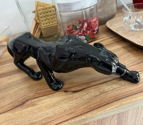 Estatua de escultura de pantera negra para decoración del hogar, color leopardo, negro