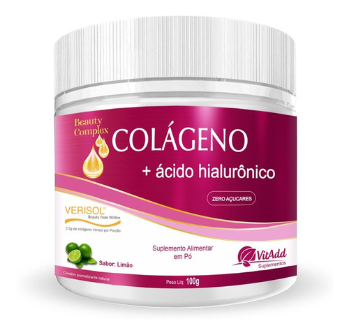 Colágeno Verisol Hidrolisado + Ácido Hialurônico Sabor Limão