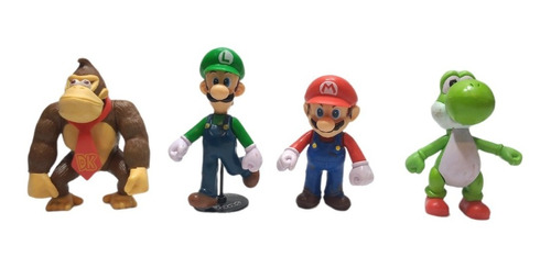 Set De Muñecos Mario Bros X 4: Mario, Luigi, Kong, Yoshi.