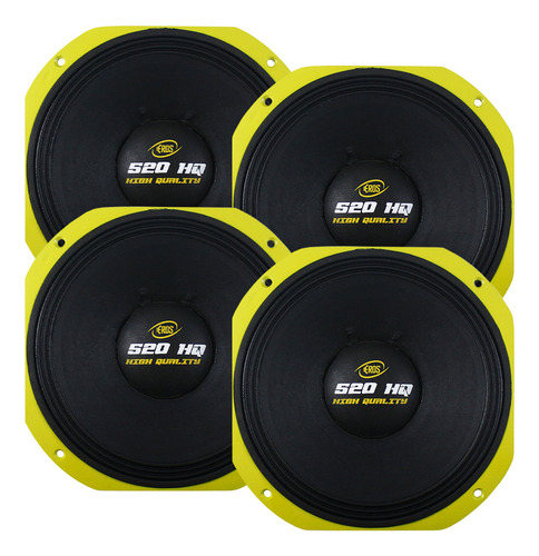 Kit 4 Woofers 10 Pol Eros Medio 2080w Rms E-520 Hq 8 Ohms