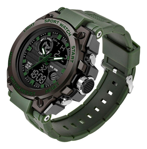 Reloj Digital Led Uso Rudo Shock Elegante Contra Agua Sd Color de la correa Army