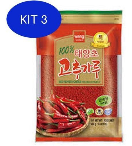 Kit 3 Gochugaru Pimenta Vermelha Coreana Em Pó Fina 453g