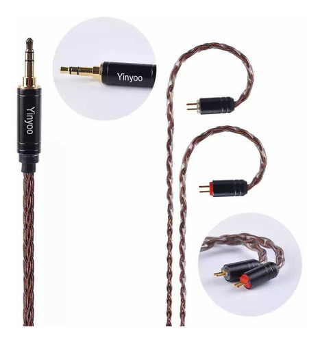Imagen 3 de 5 de Cable De 8 Núcleos Plateado Yinyoo 3.5mm-2pin