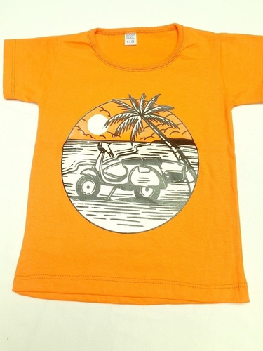 Remera De Niño En Colores Bordó,celeste, Verde, Y Anaranjado