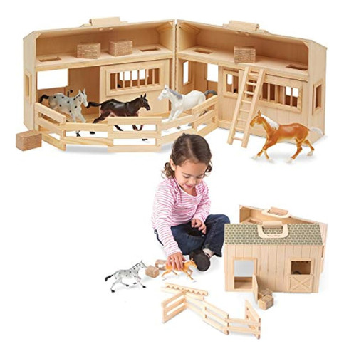 Melissa  Doug Fold And Go Wooden Horse Casa De Muñecas Estab