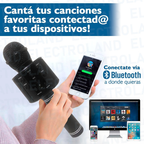 Imagen 3 de 10 de Microfono Karaoke Bluetooth Inalambrico Parlante Efectos