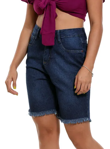 Shorts E Bermudas Femininas Jeans E Sarja Com Cintura Alta