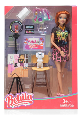Muñeca Influencer Con Aro De Luz,celular,banco,maquillaje