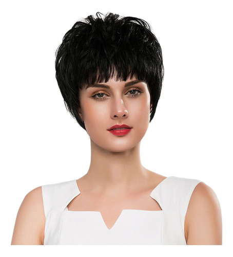 Cabello Humano Real De Moda Natural Corto Completo Peluca