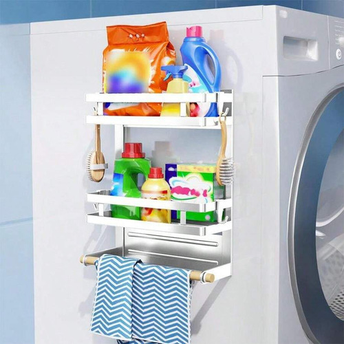 Organizador Magnético Doble Heladera Lavarropa Porta Rollo Blanco
