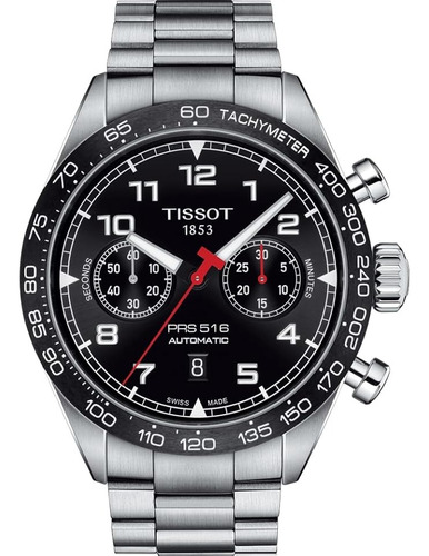 Reloj Tissot T1316271105200 Prs516 Automatic Bisel Ceramico Plateado Negro Negro