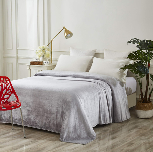 Cozy Bed Manta Polar De Franela Súper Suave Y Afelpada, Gris