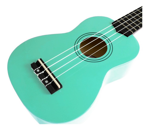 Ukelele Soprano Midiplus De Madera Con Funda Color Verde