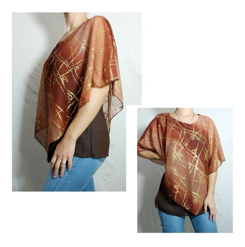 Remera Gasa Con Capa Brillos Importada Usa L, Xl Y Xxl