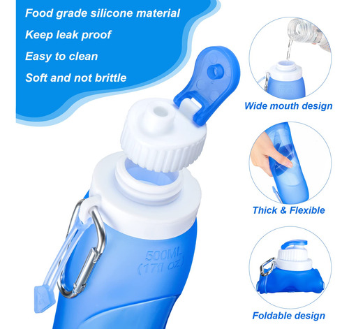 Botellas Plegables De Silicona A Prueba De Fugas 500 Ml