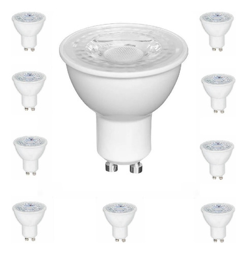 Kit 10 Lâmpada Led Dicroica Gu10 Bivolt 6w-7w Branco Frio Luz 6500k tom branco frio 110V/220V