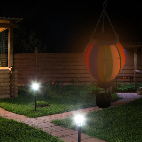 Lámpara Solar Globo 600mah Auto On/off Luz Cálida Jardín Iridiscente