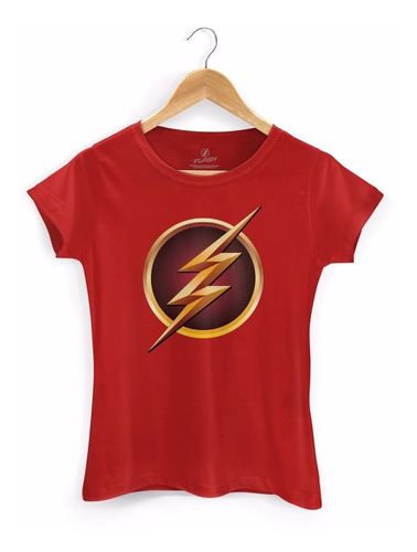 Camiseta The Flash Serie Logo Gold Feminina Oficial
