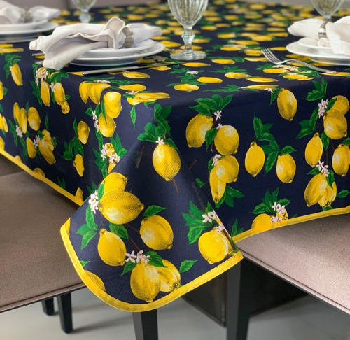 Toalha De Mesa Retangular 8 Lugares Limão 2,70 X 1,50