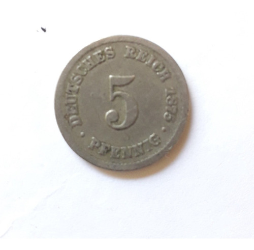 Alemania 5 Pfennig 1875 Ceca B Km#3 Moneda Cuproniquel