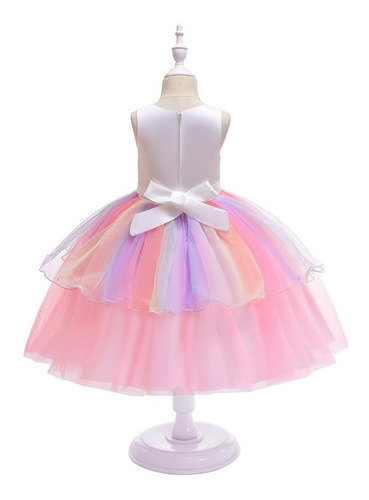 Imagem 3 de 7 de Fantasia Vestido Unicórnio Luxo Festa Infantil Chifre Asas