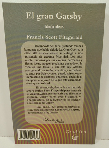 El Gran Gatsby - Francis Scott Fitzgerald - Gradifco, de Fitzgerald, Francis Scott. Editorial Gradifco, tapa blanda en español, 2016