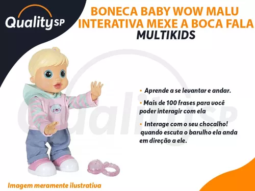 Boneca Interativa Baby Wow Malú Br580 Multikids 43,3cm - Bonecas