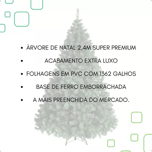 Árvore de Natal Pinheiro 2,40 M 240 Cm 1633 Galhos Gigante