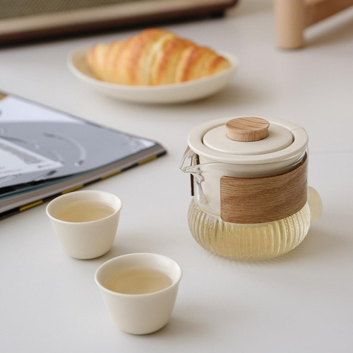 Juego De Tetera De Vidrio Infusor Colar Té De Hojas Su...
