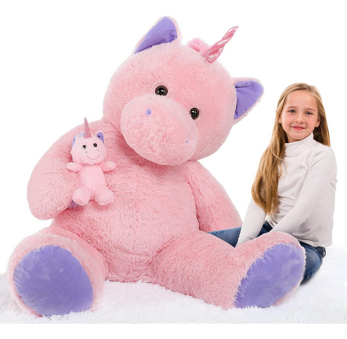 Unicornio De Peluche Gigante De 4 Pies, Animal De Peluche Gi