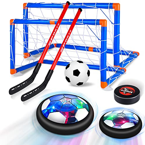 Aokesi Kids Toys 4-in-1 Hover Soccer Ball Hockey Sports Set