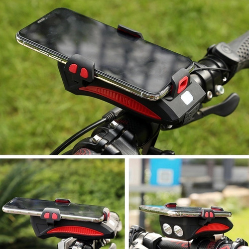 Imagen 5 de 9 de Luz De Bicicleta Delantera Recargable 4000mah + Claxón 130db
