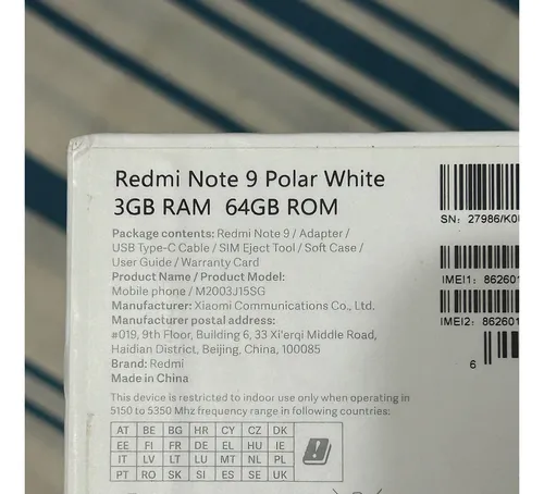 Xiaomi Redmi Note 9 Dual Sim 64 Gb Polar White 3 Gb Ram (Usado)