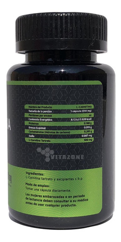 Imagen 2 de 3 de Carnitina 500 Mg 30 Cápsulas High Power.