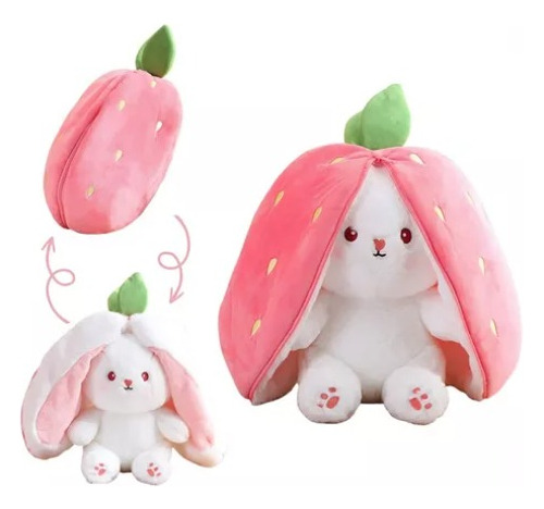 Bonito Forma Conejo De Fresa Zanahoria Peluche 25 Cm Kawaii