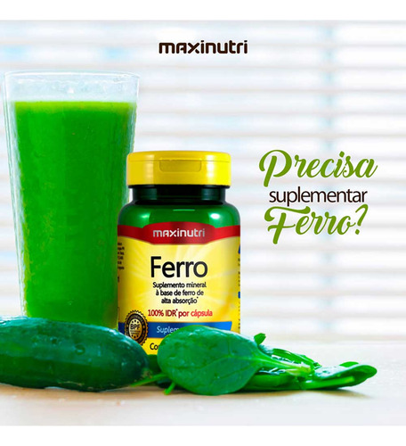 Kit 03 Ferro 100% Idr Com 60 Cápsulas Maxinutri