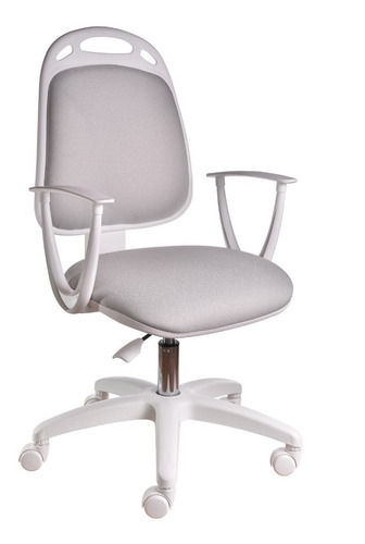 Silla Blanca Diva De Escritorio Ofice Neumática Tela Gris